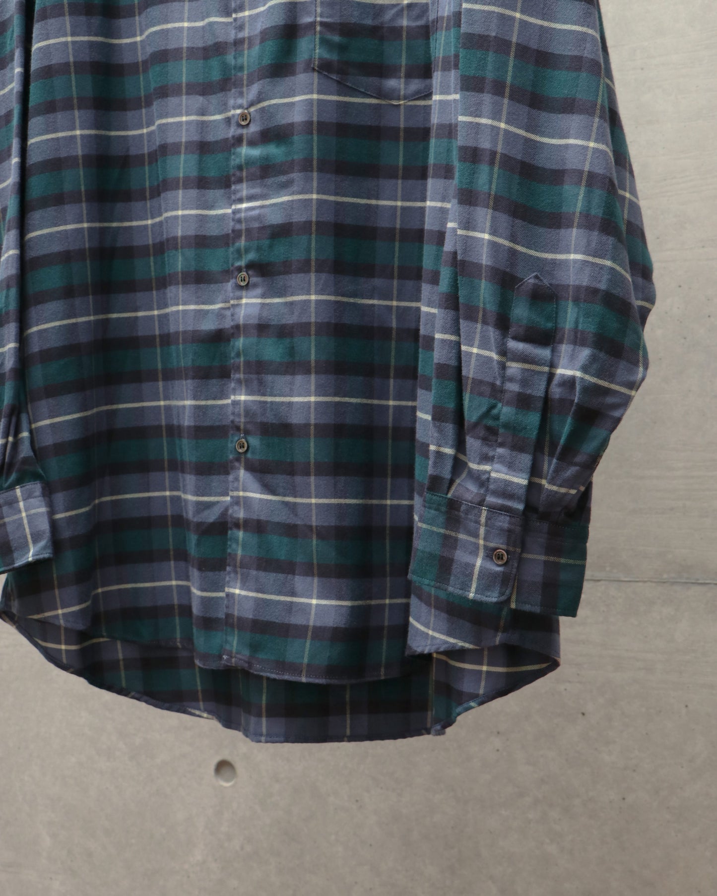 Check Flannel Oversized Band Collar Shirt