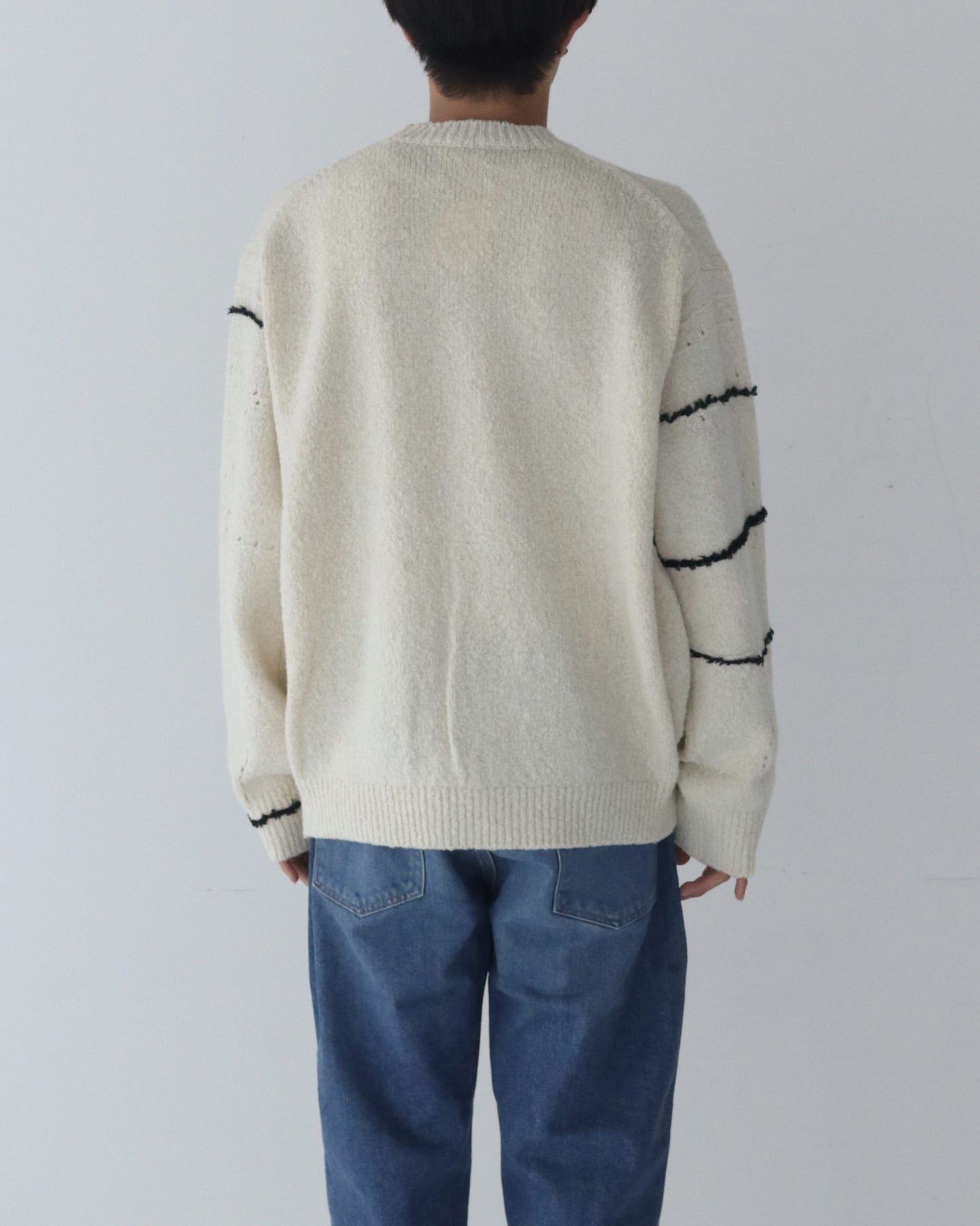 CONTINUOUS LINE EMBROIDERY SWEATER IVORY