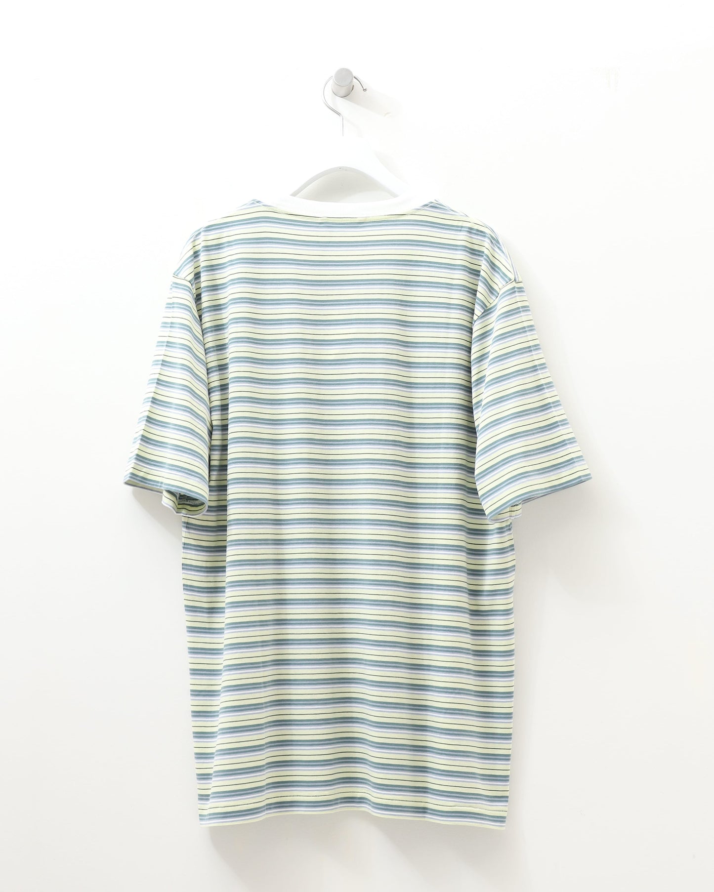 HARD TWIST COTTON BORDER TEE LIGHT GREEN BORDER