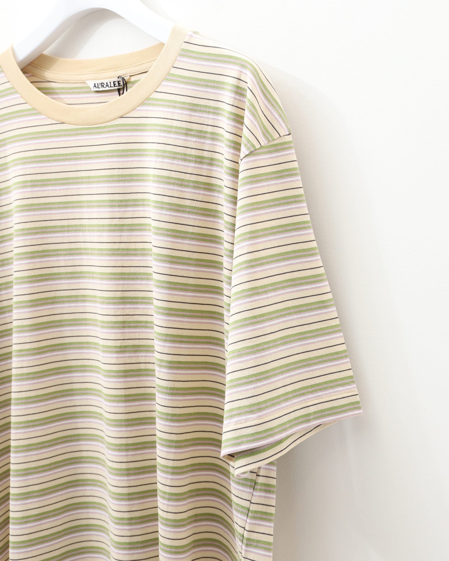 HARD TWIST COTTON BORDER TEE BEIGE BORDER