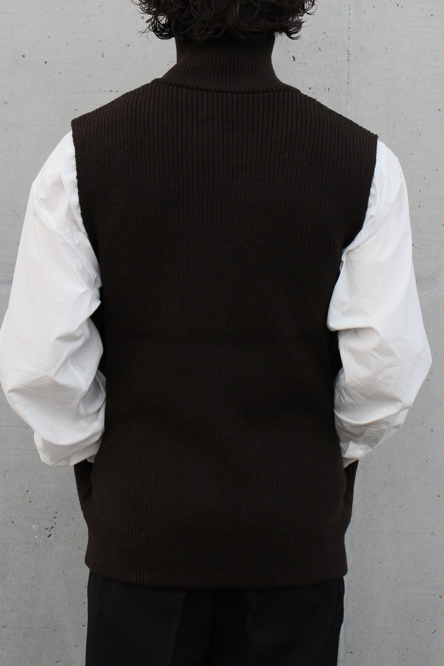OVERSIZED DRIVERS KNIT ZIP VEST MILITARY KHAKI