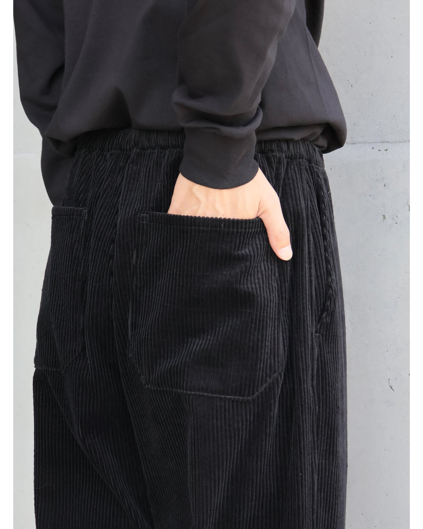 コーデュロイ ドローストリングパンツ BLACK