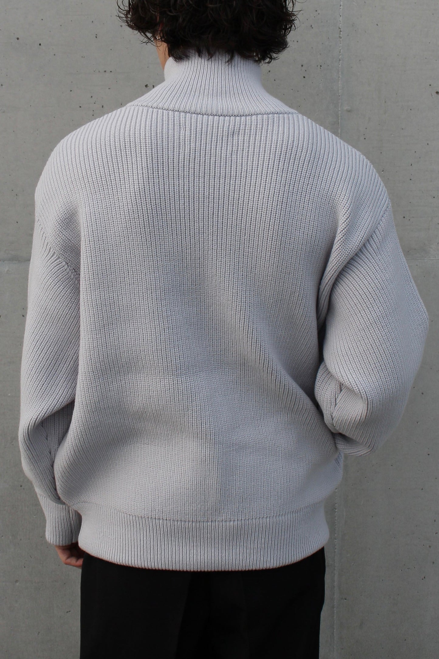 OVERSIZED DRIVERS KNIT ZIP JACKET OFF GREY