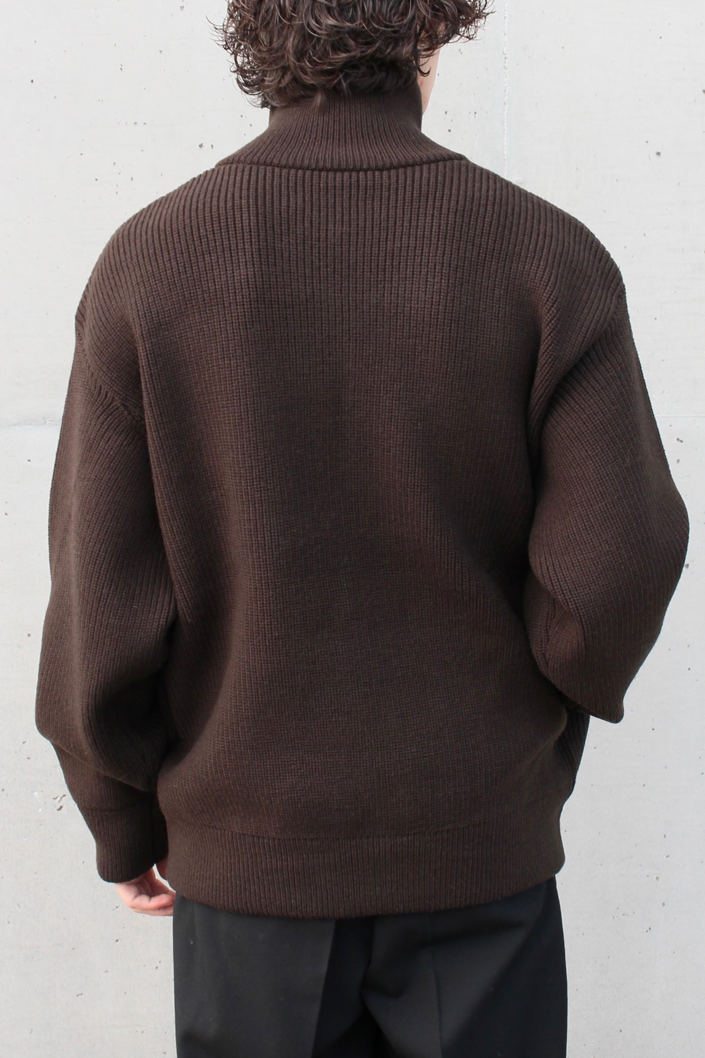 OVERSIZED DRIVERS KNIT ZIP JACKET MILITARY KHAKI