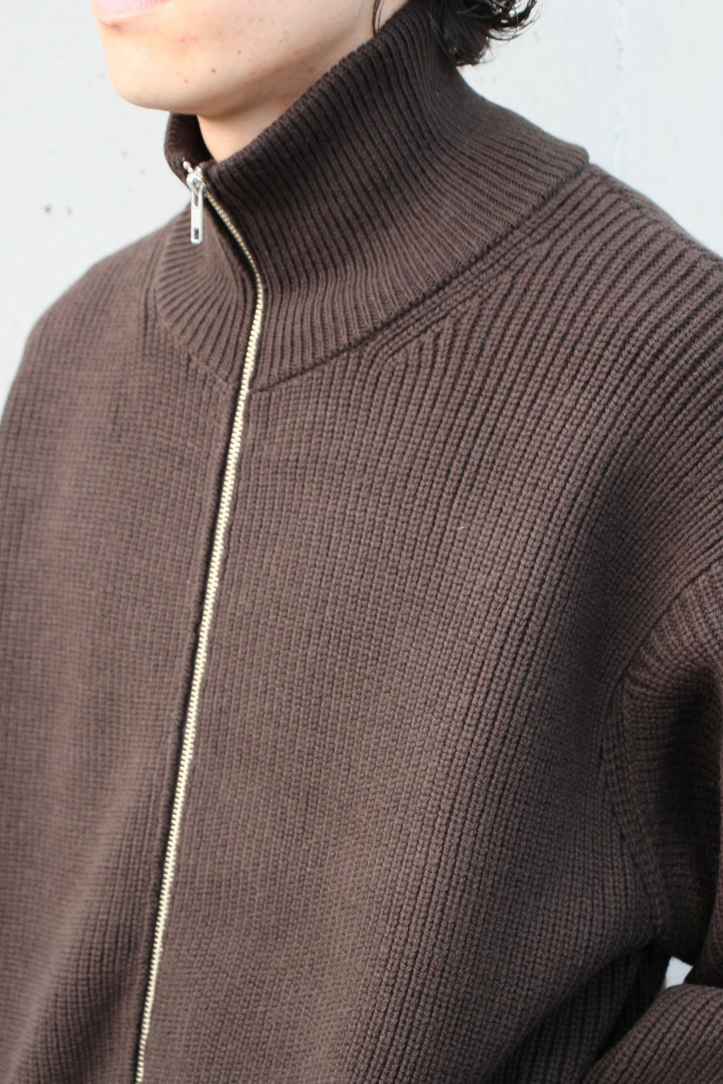 OVERSIZED DRIVERS KNIT ZIP JACKET MILITARY KHAKI