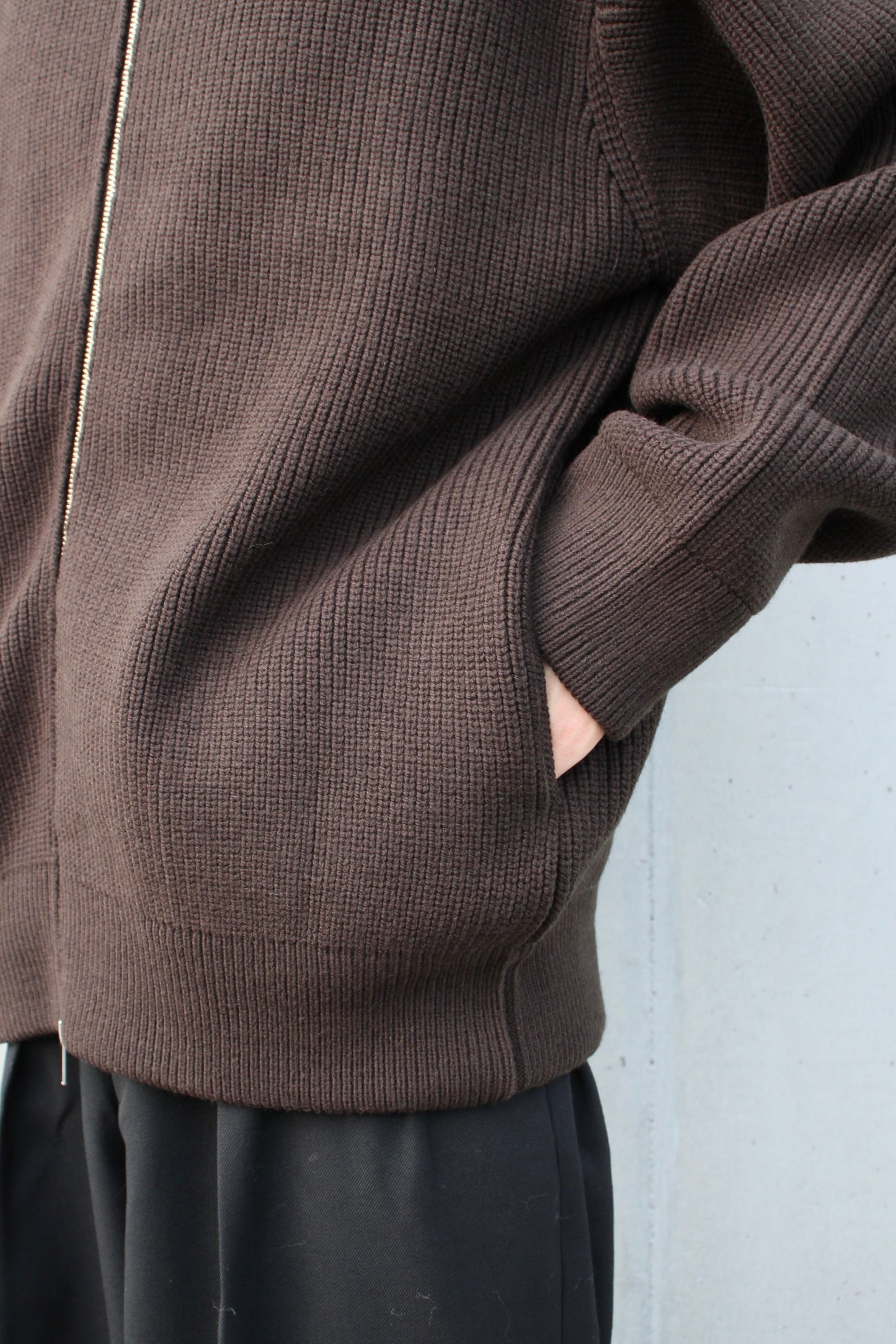 OVERSIZED DRIVERS KNIT ZIP JACKET MILITARY KHAKI