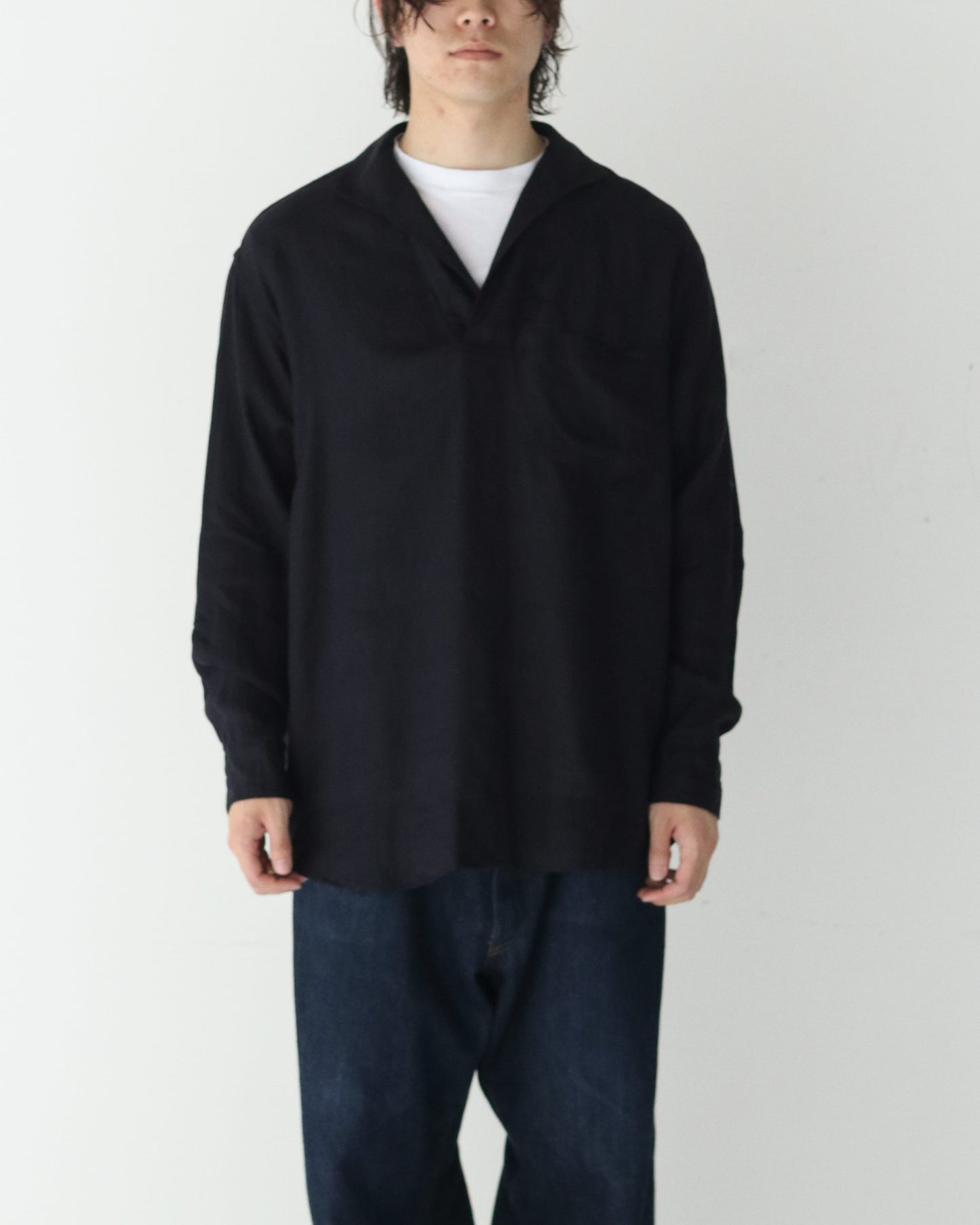 リネンツイル スキッパーシャツ NAVY