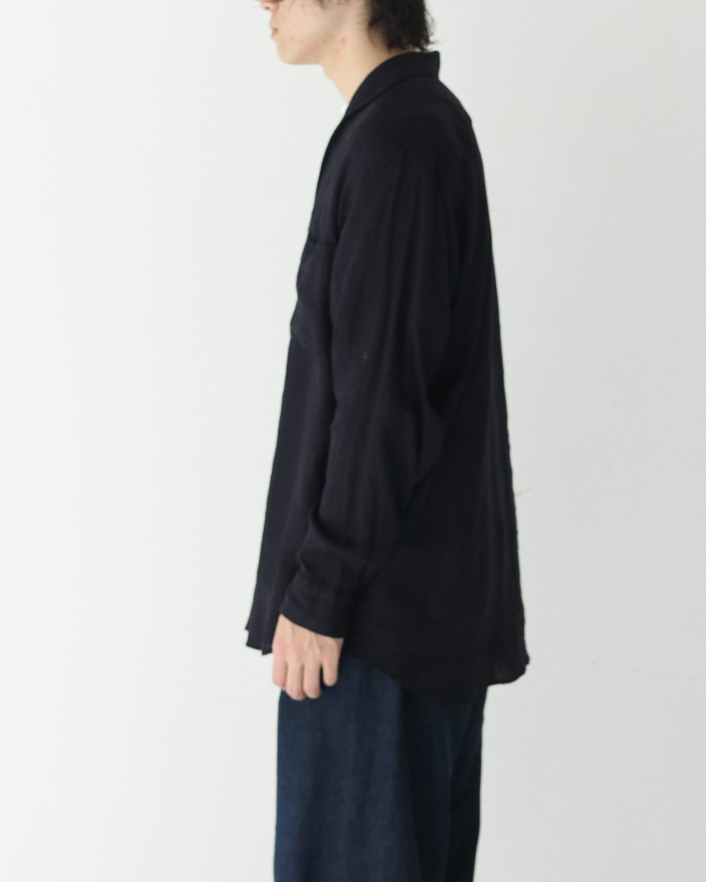リネンツイル スキッパーシャツ NAVY