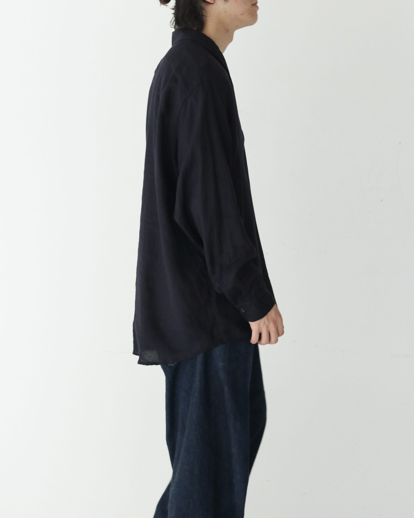 リネンツイル スキッパーシャツ NAVY