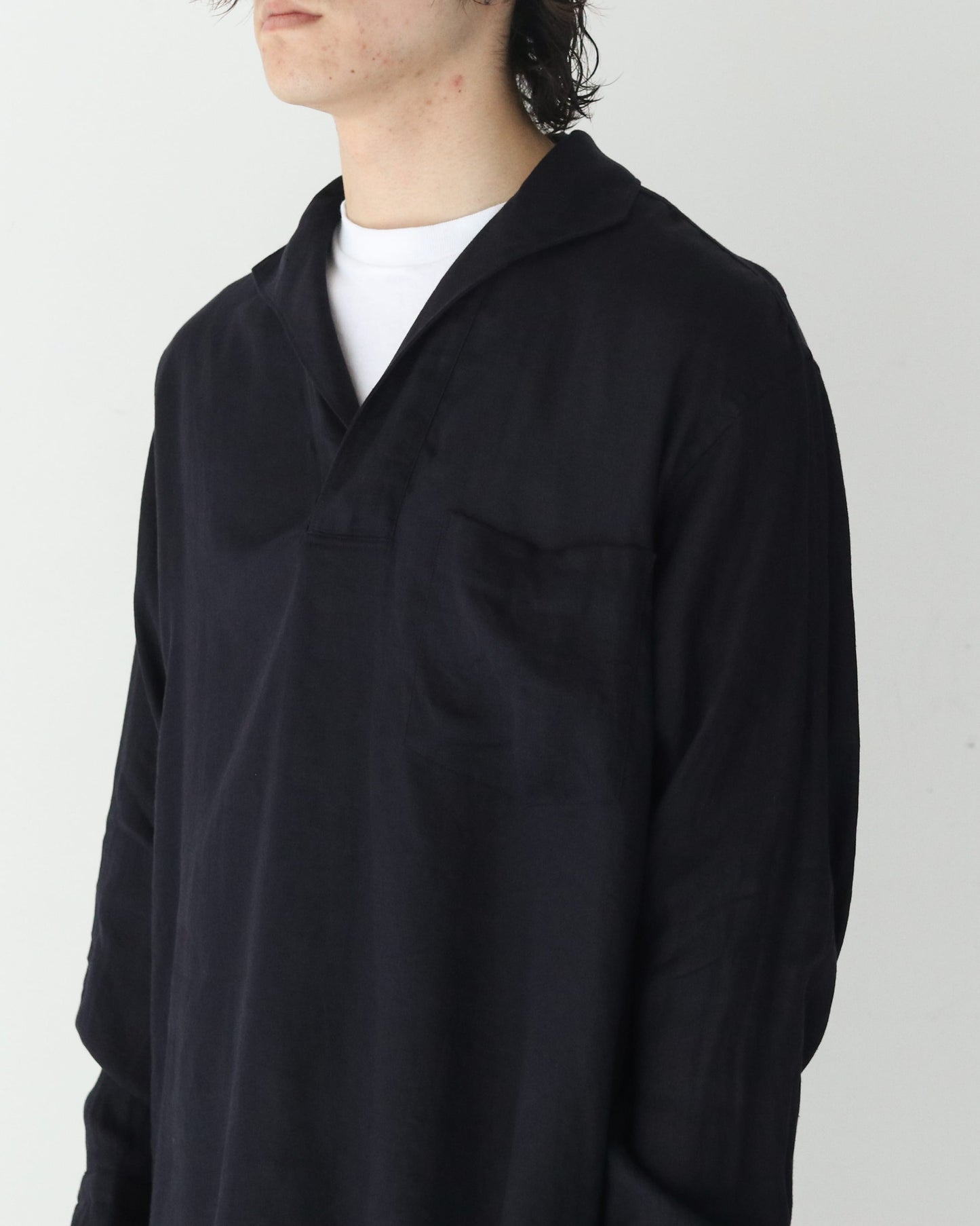 リネンツイル スキッパーシャツ NAVY