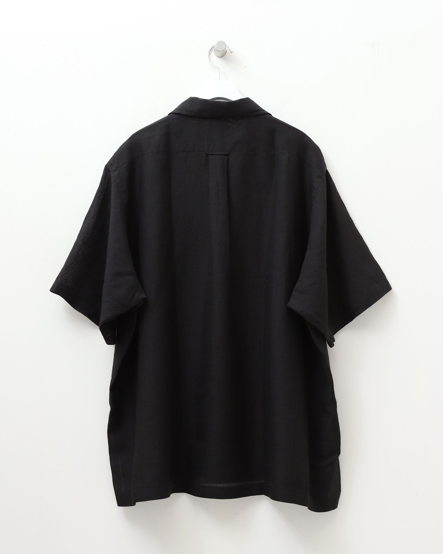 Linen ramie Opencollar BLACK
