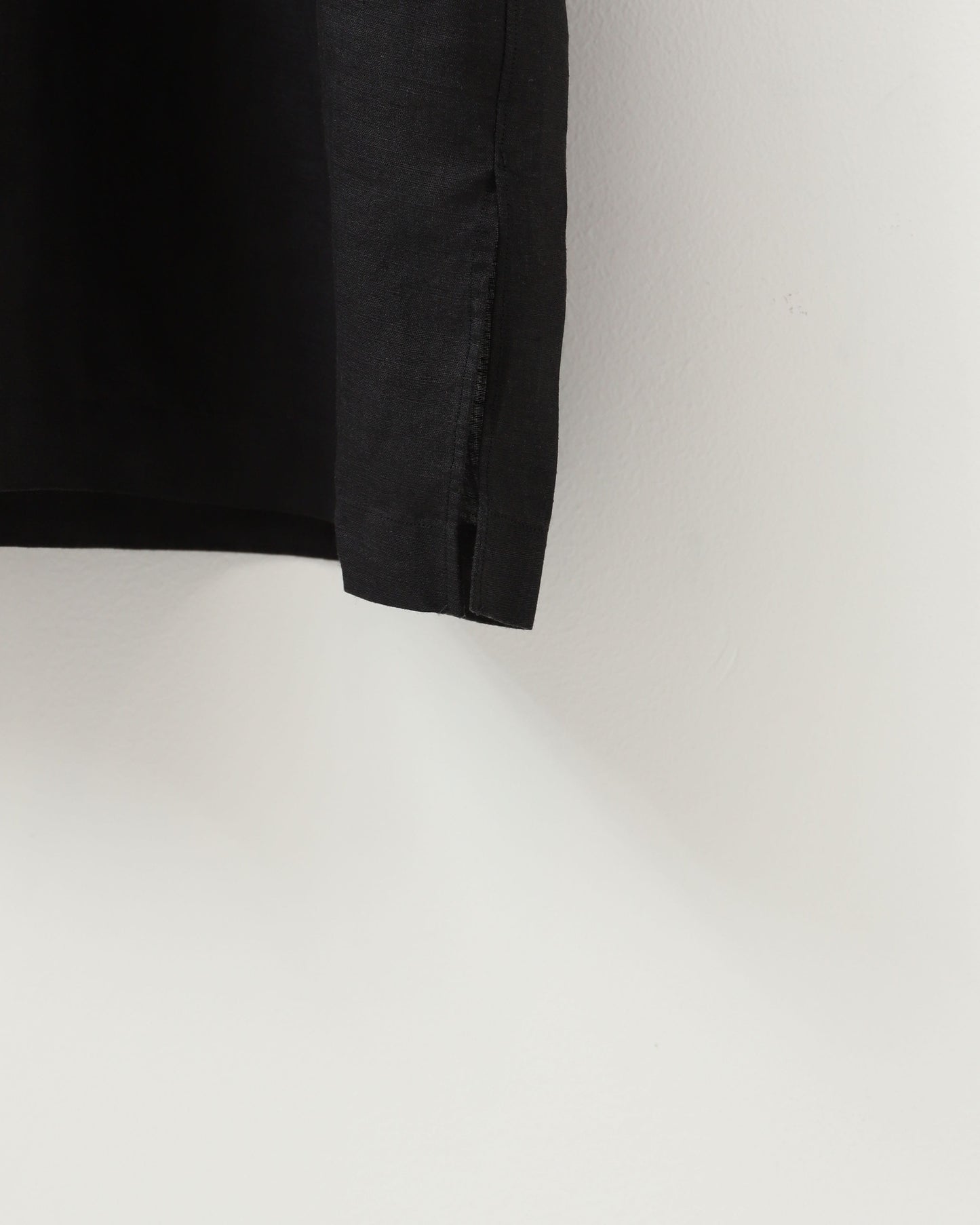 Linen ramie Opencollar BLACK