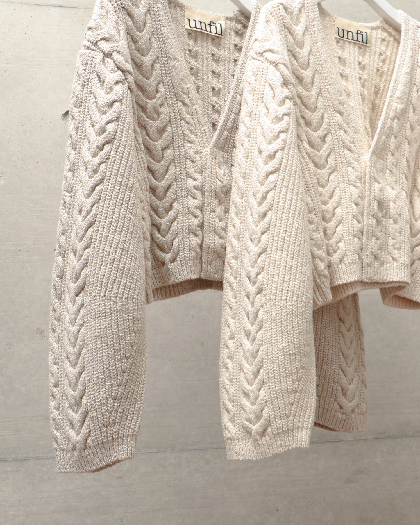 cotton & lambs wool cable-knit cropped cardigan