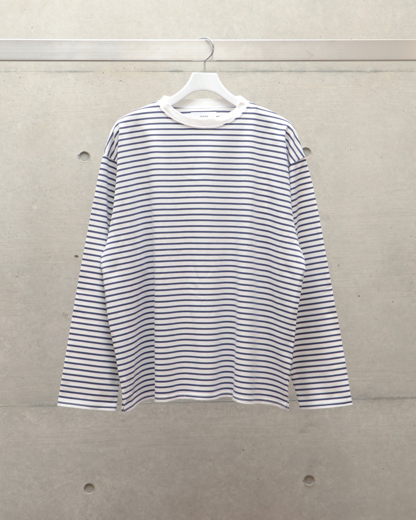 CREW NECK TEE L/S WHITE×BLUE