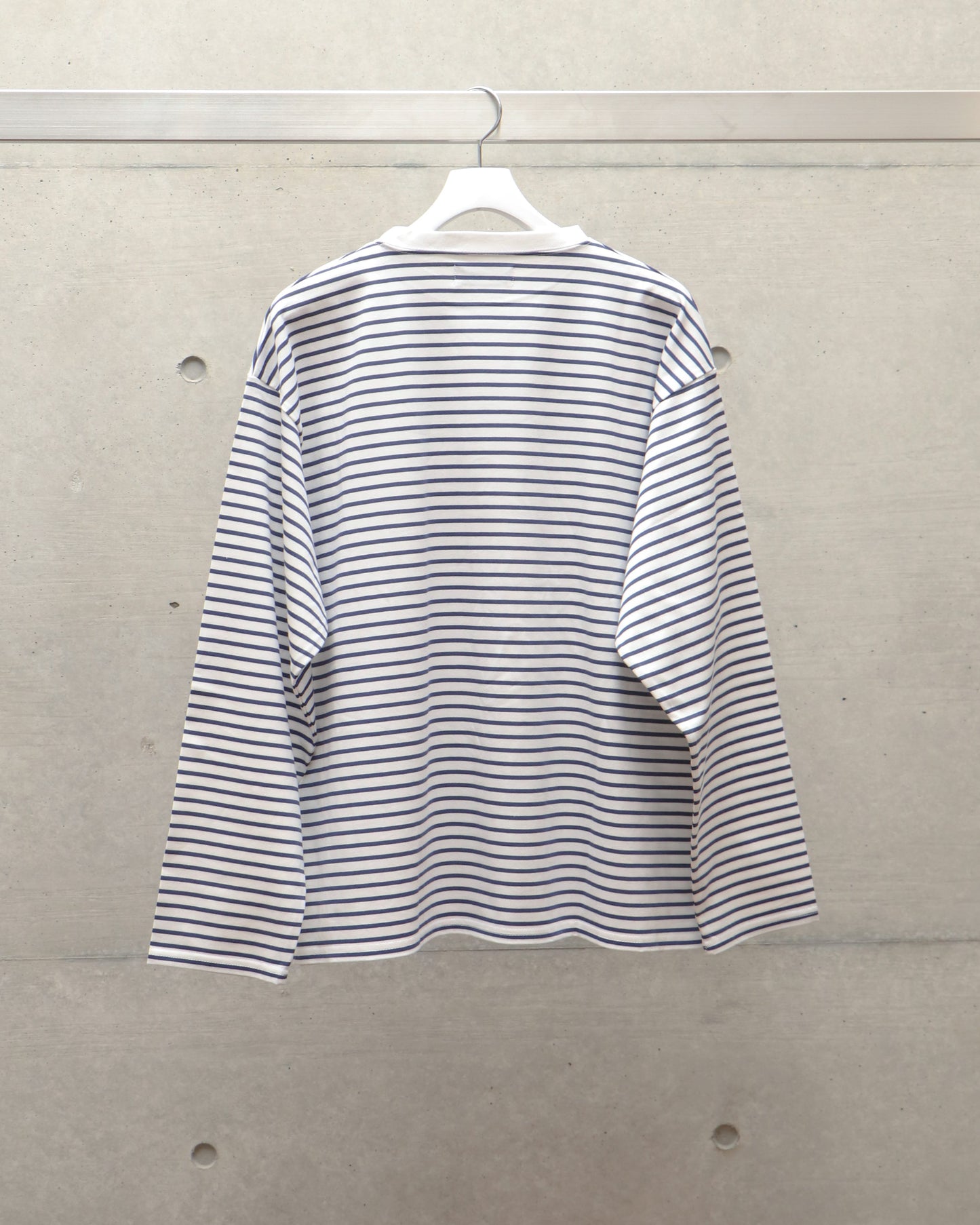 CREW NECK TEE L/S WHITE×BLUE