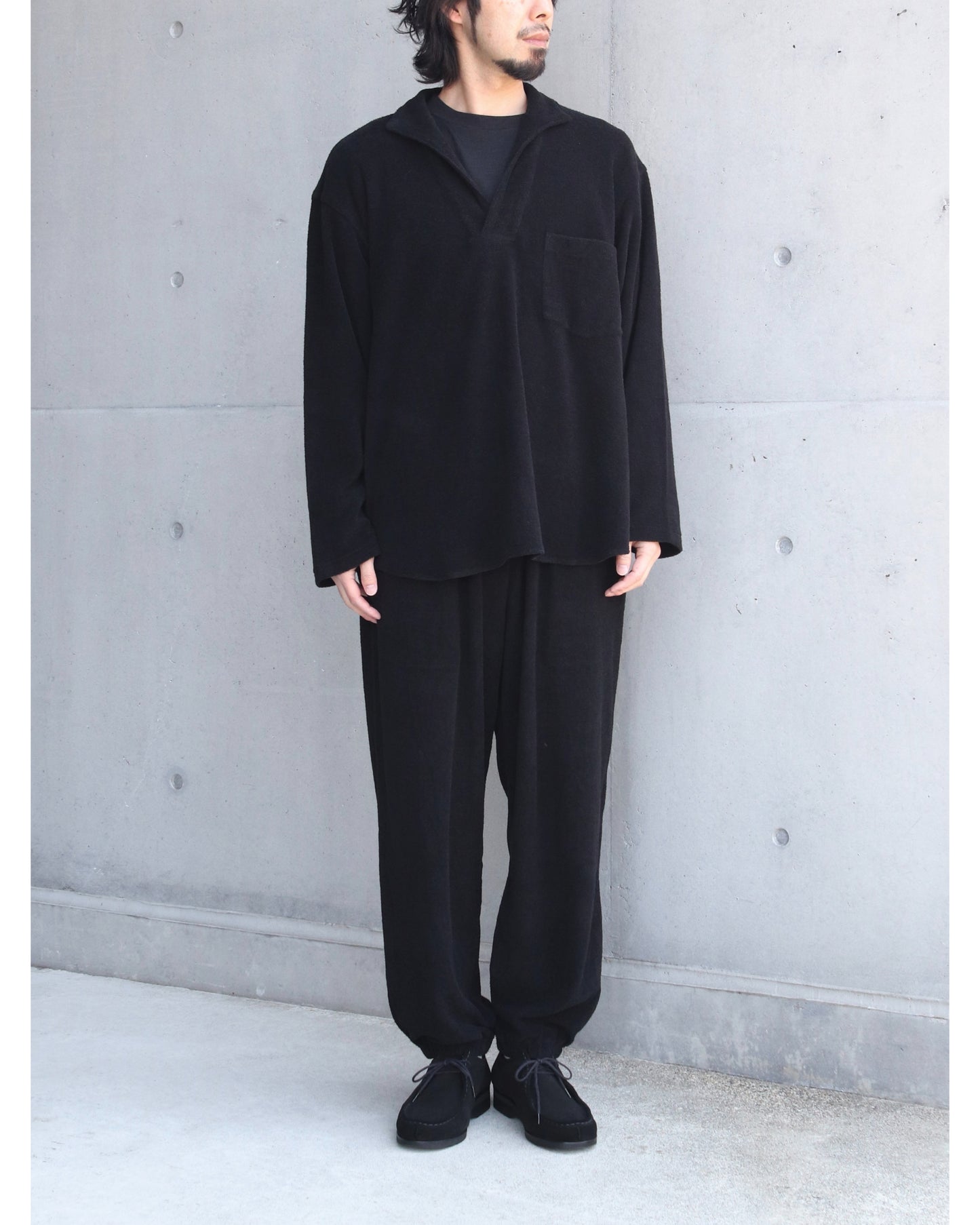 パイル スキッパーシャツ BLACK