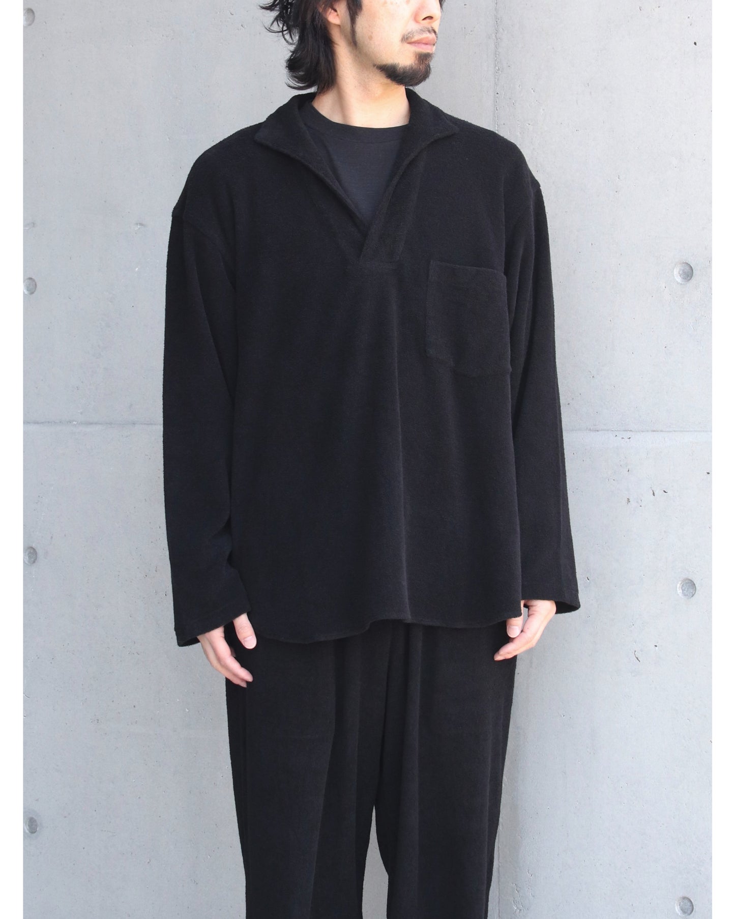 パイル スキッパーシャツ BLACK