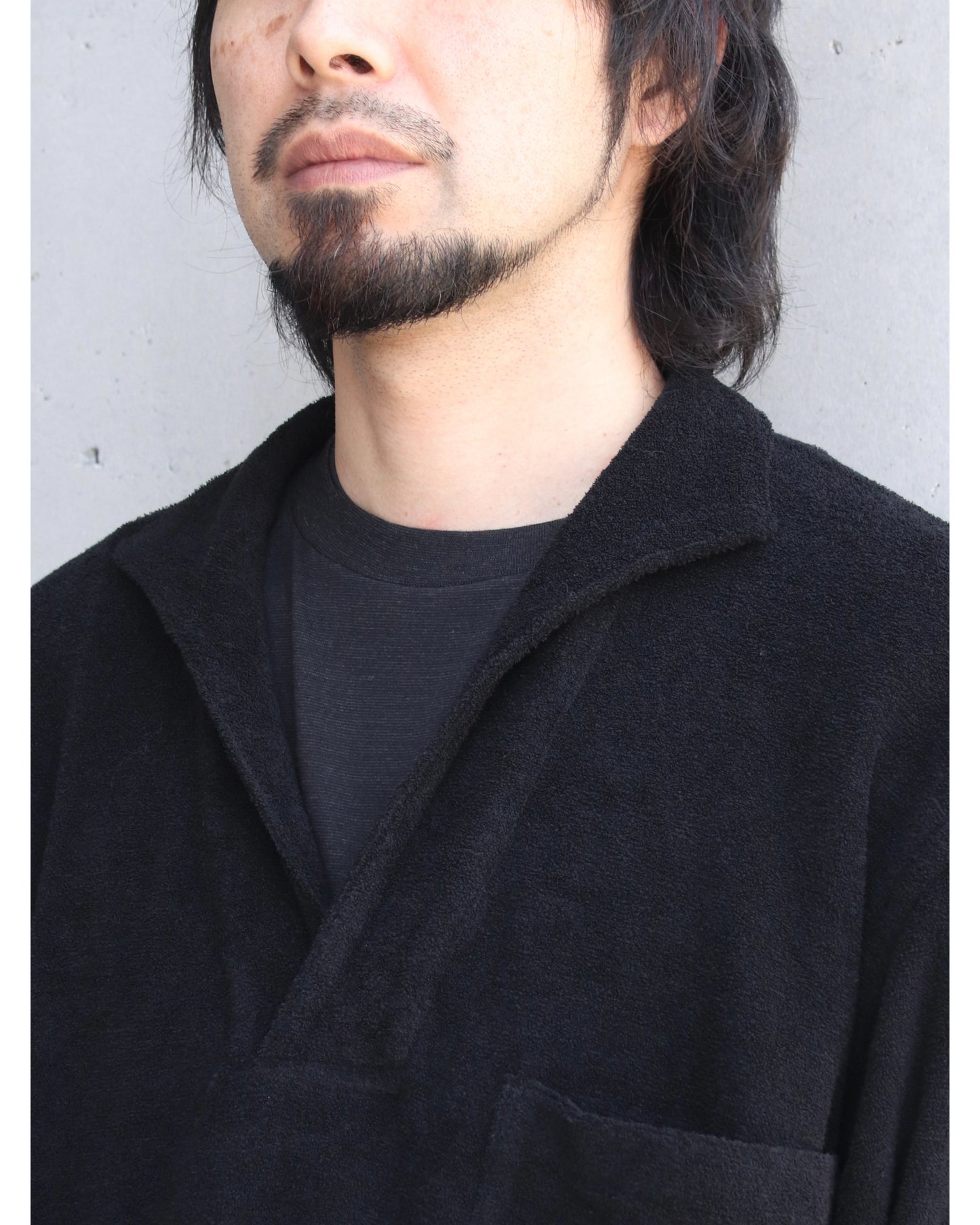 パイル スキッパーシャツ BLACK