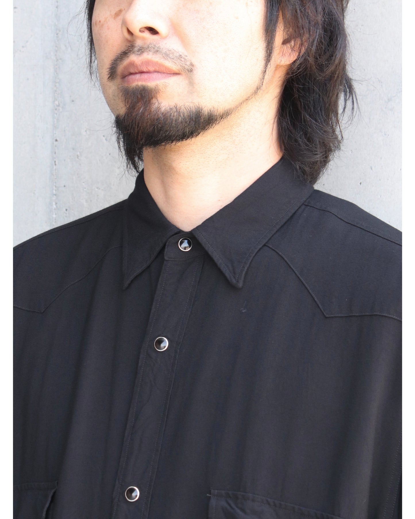 レーヨン ウエスタンシャツ BLACK