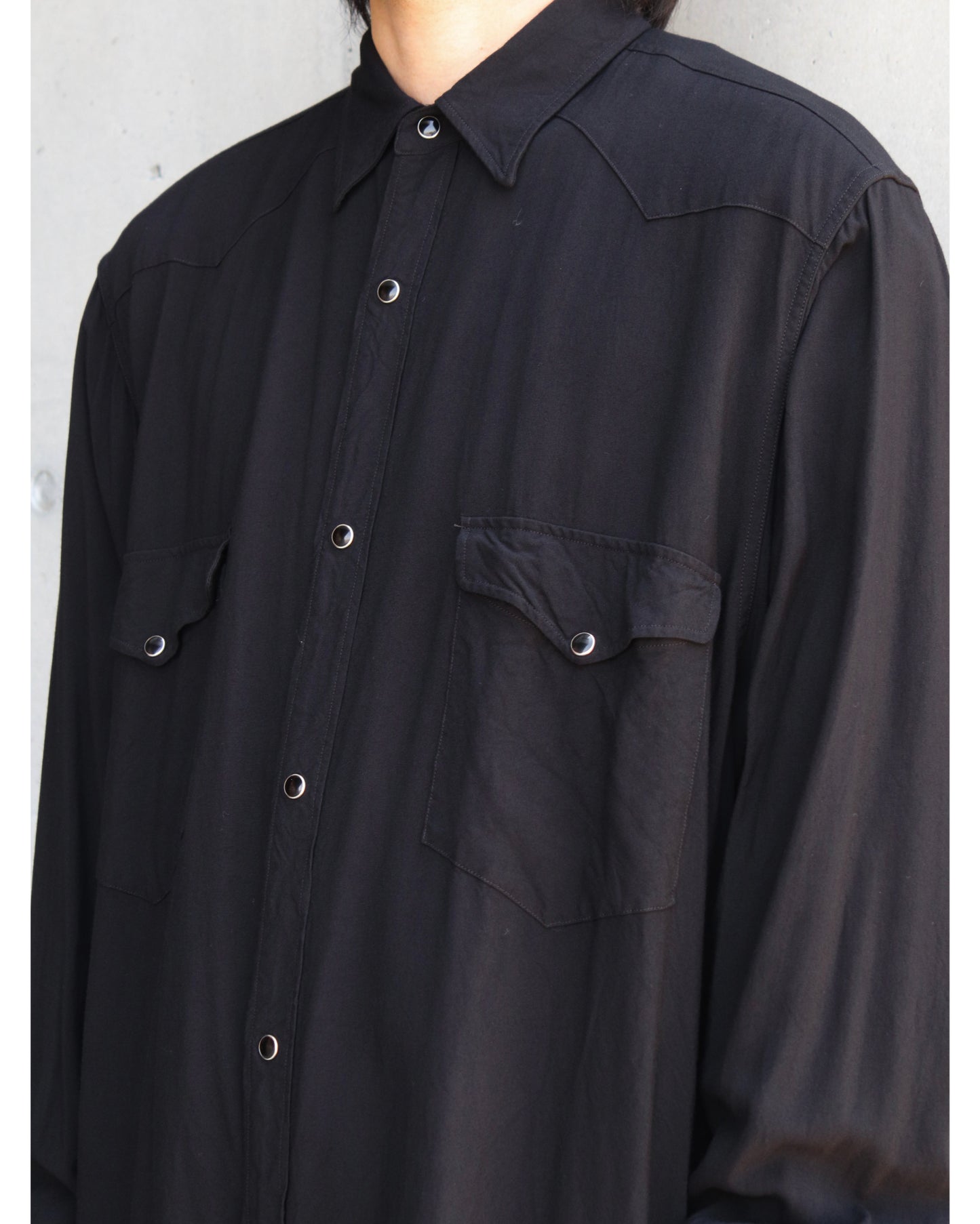 レーヨン ウエスタンシャツ BLACK