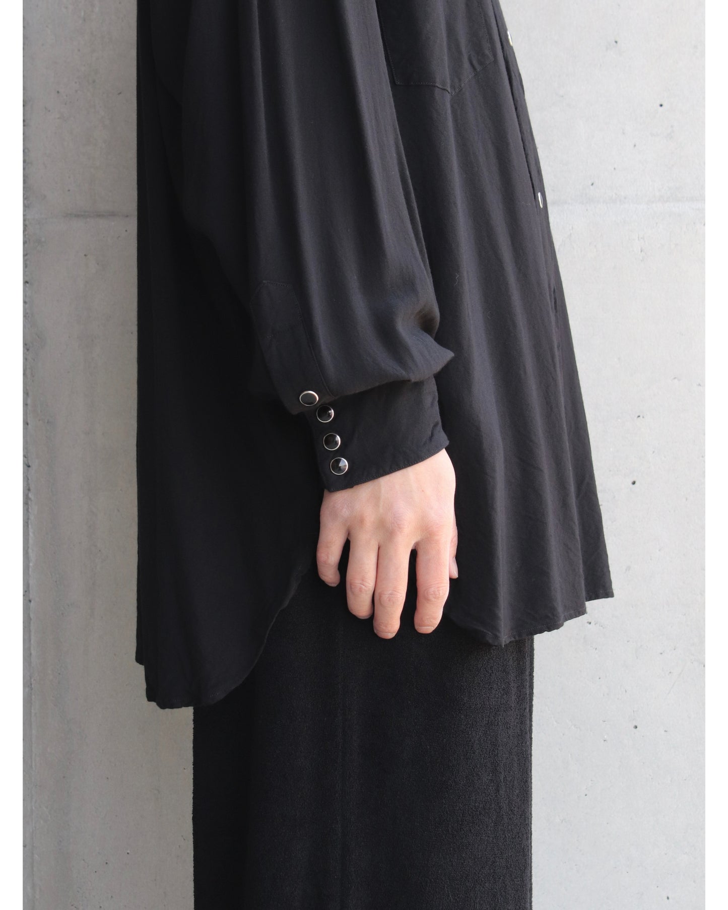 レーヨン ウエスタンシャツ BLACK