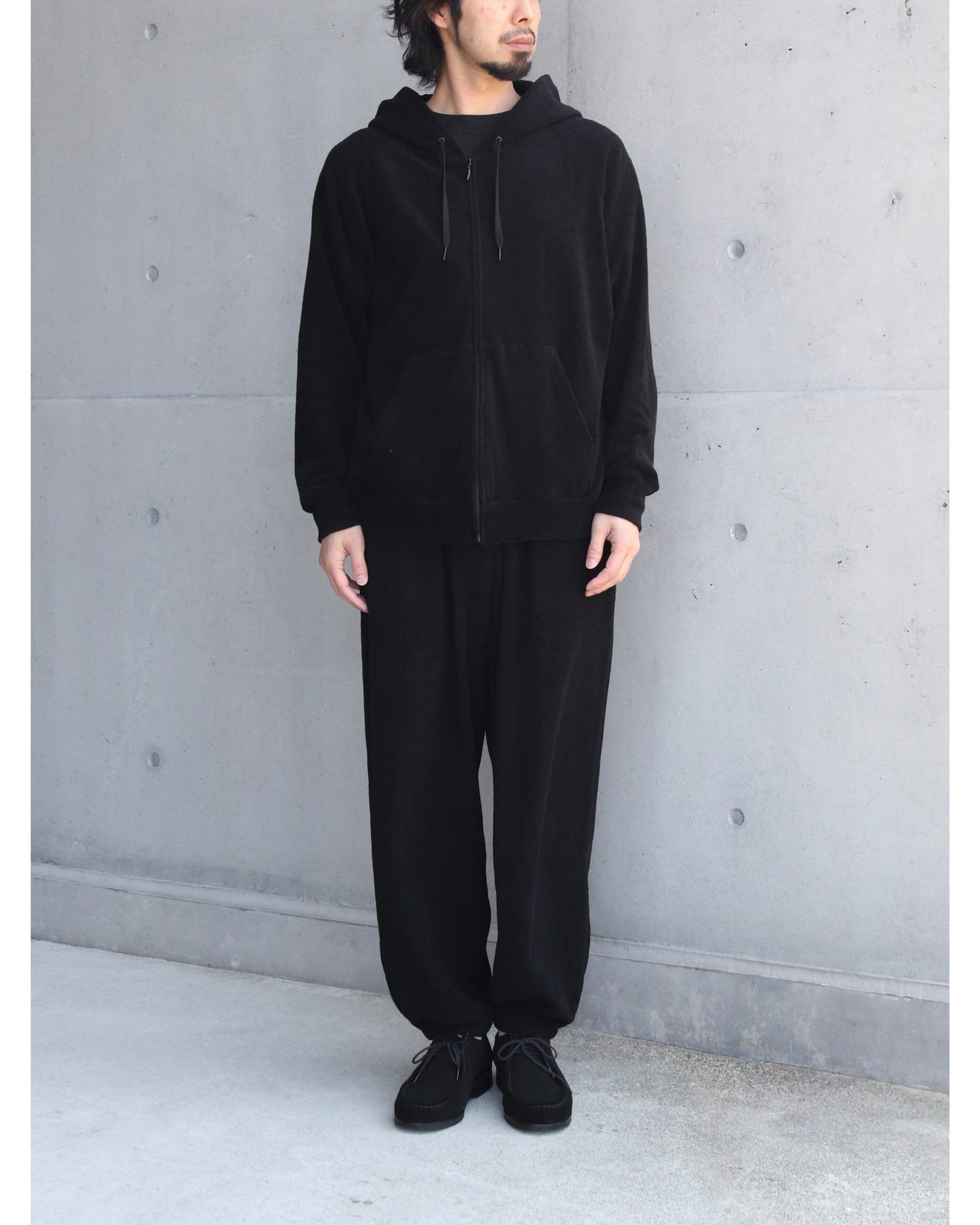 パイル ジップパーカ BLACK