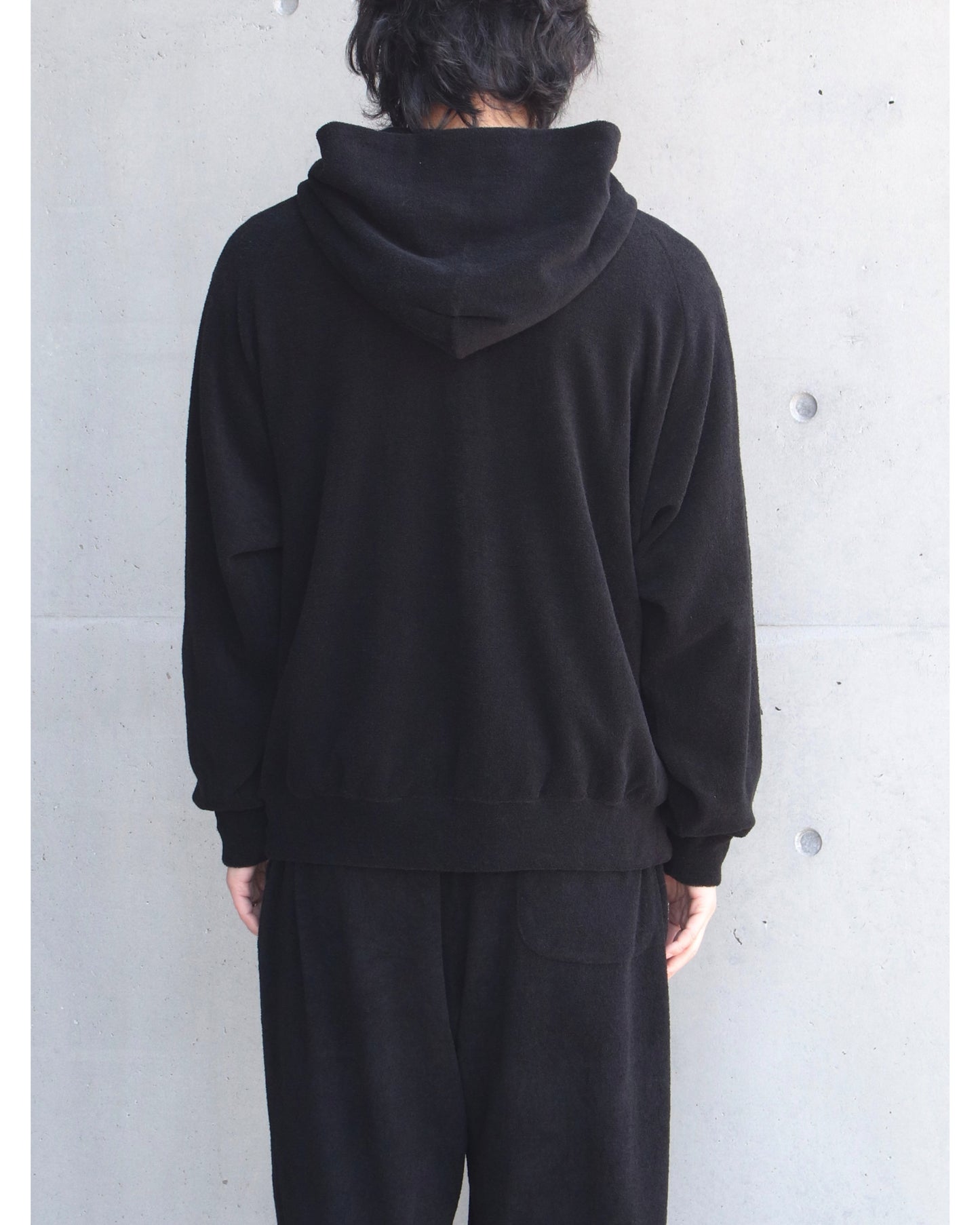 パイル ジップパーカ BLACK