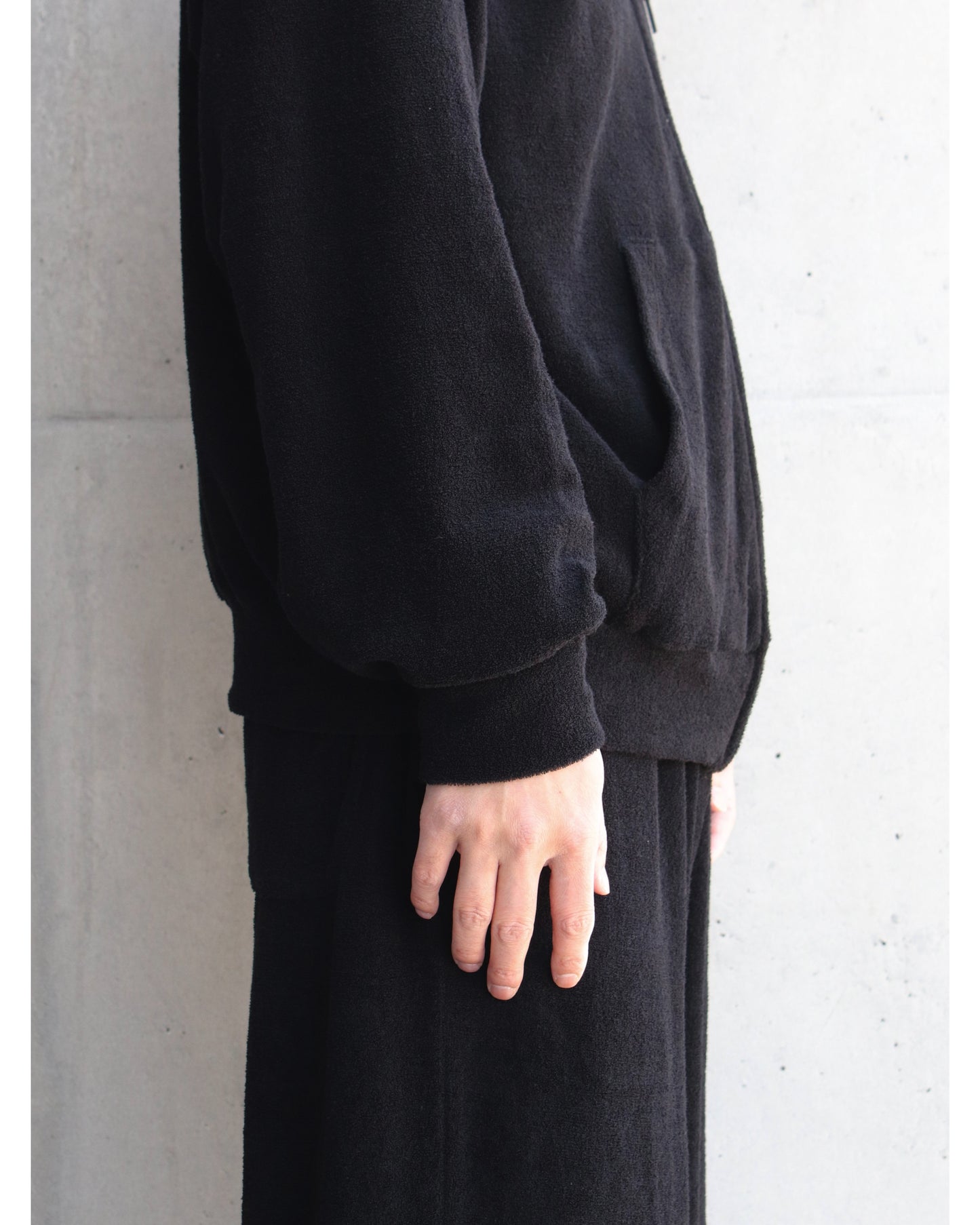 パイル ジップパーカ BLACK