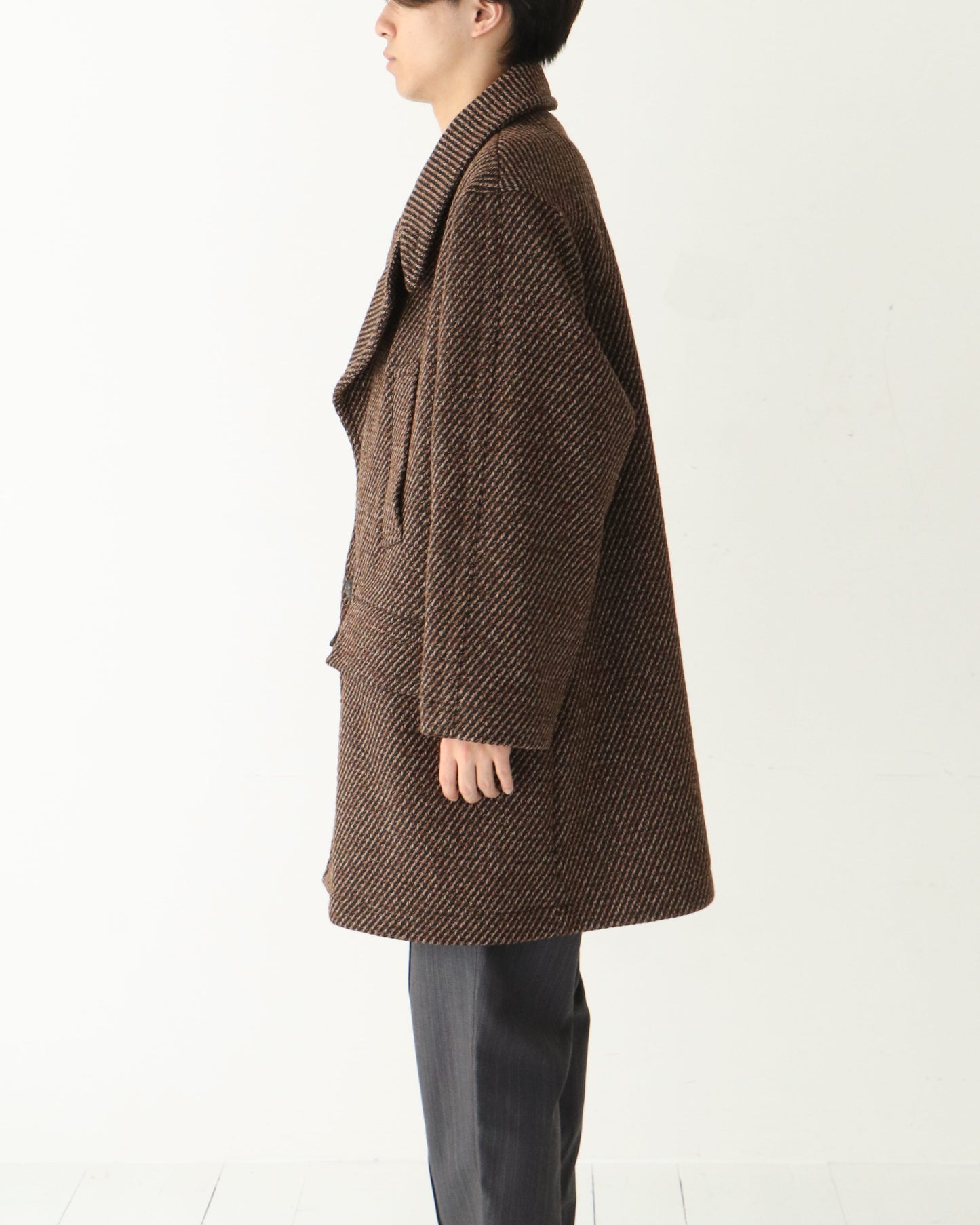 DOUBLE BREASTED HALF COAT BROWN