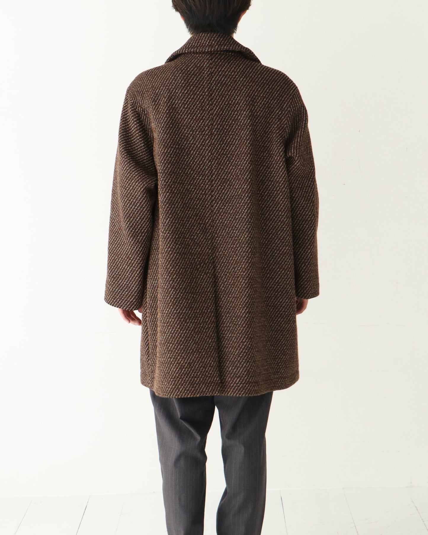 DOUBLE BREASTED HALF COAT BROWN