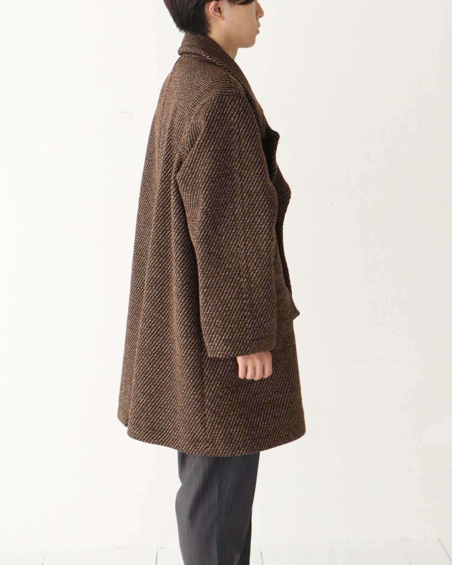 DOUBLE BREASTED HALF COAT BROWN