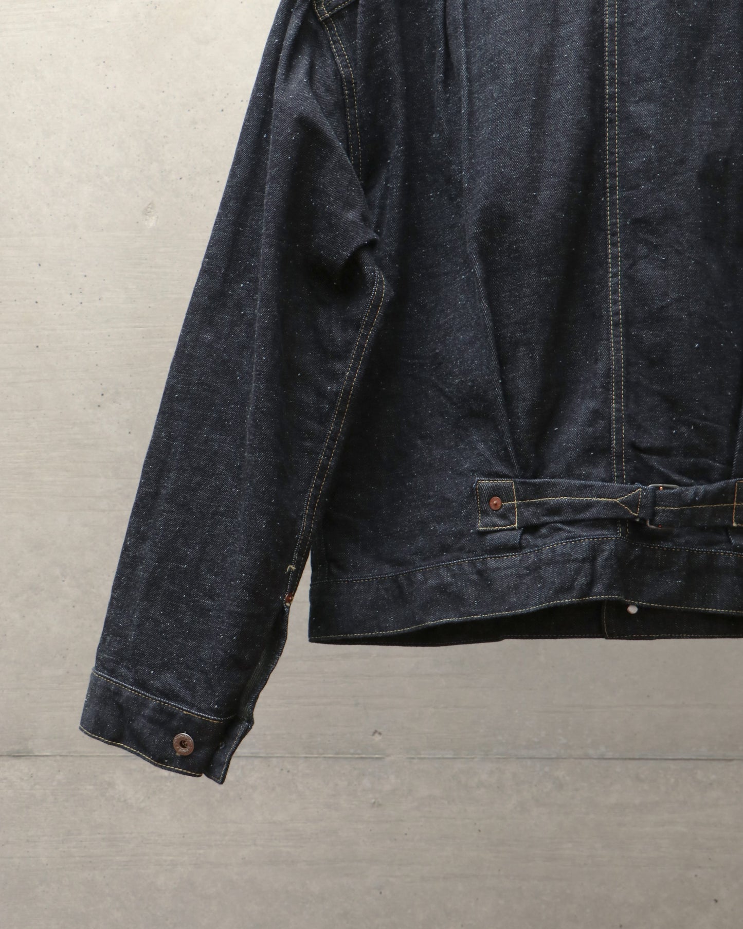 RECYCLED WASTE SUVIN COTTON YARN 11.5oz. DENIM PLEATED BLOUSE WWII MODEL 15376