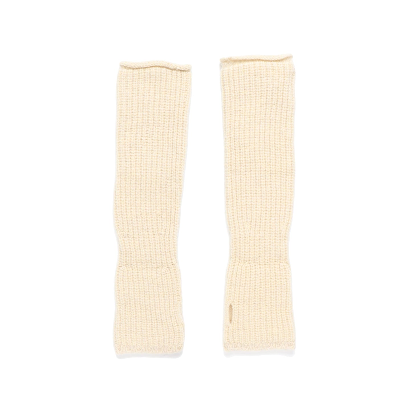 superfine lambs wool ribbed-knit fingerless gloves