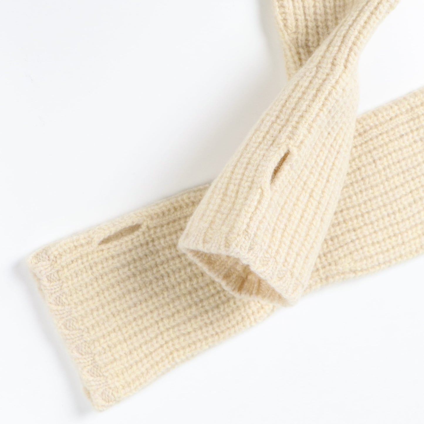 superfine lambs wool ribbed-knit fingerless gloves
