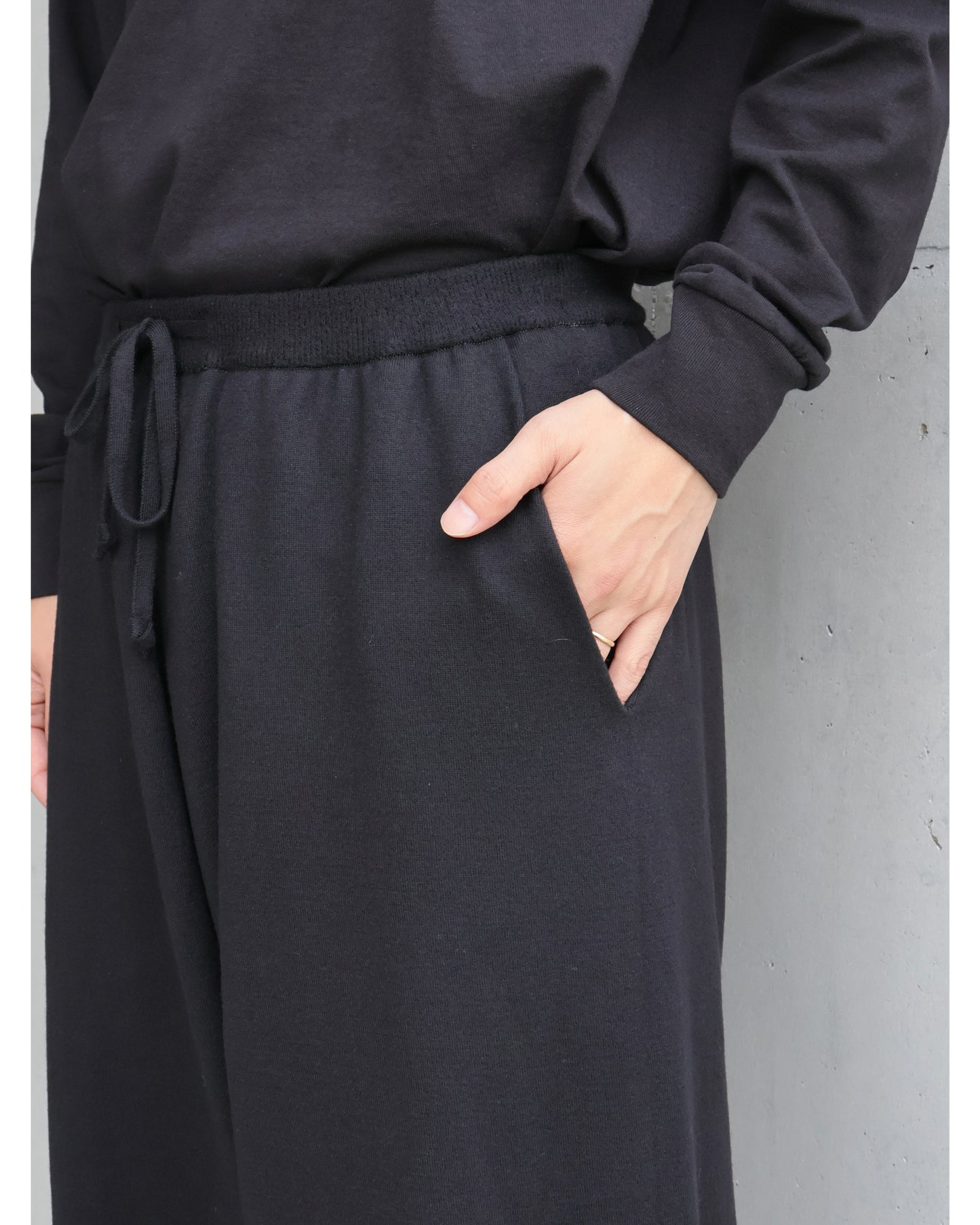 ウールニット パンツ BLACK