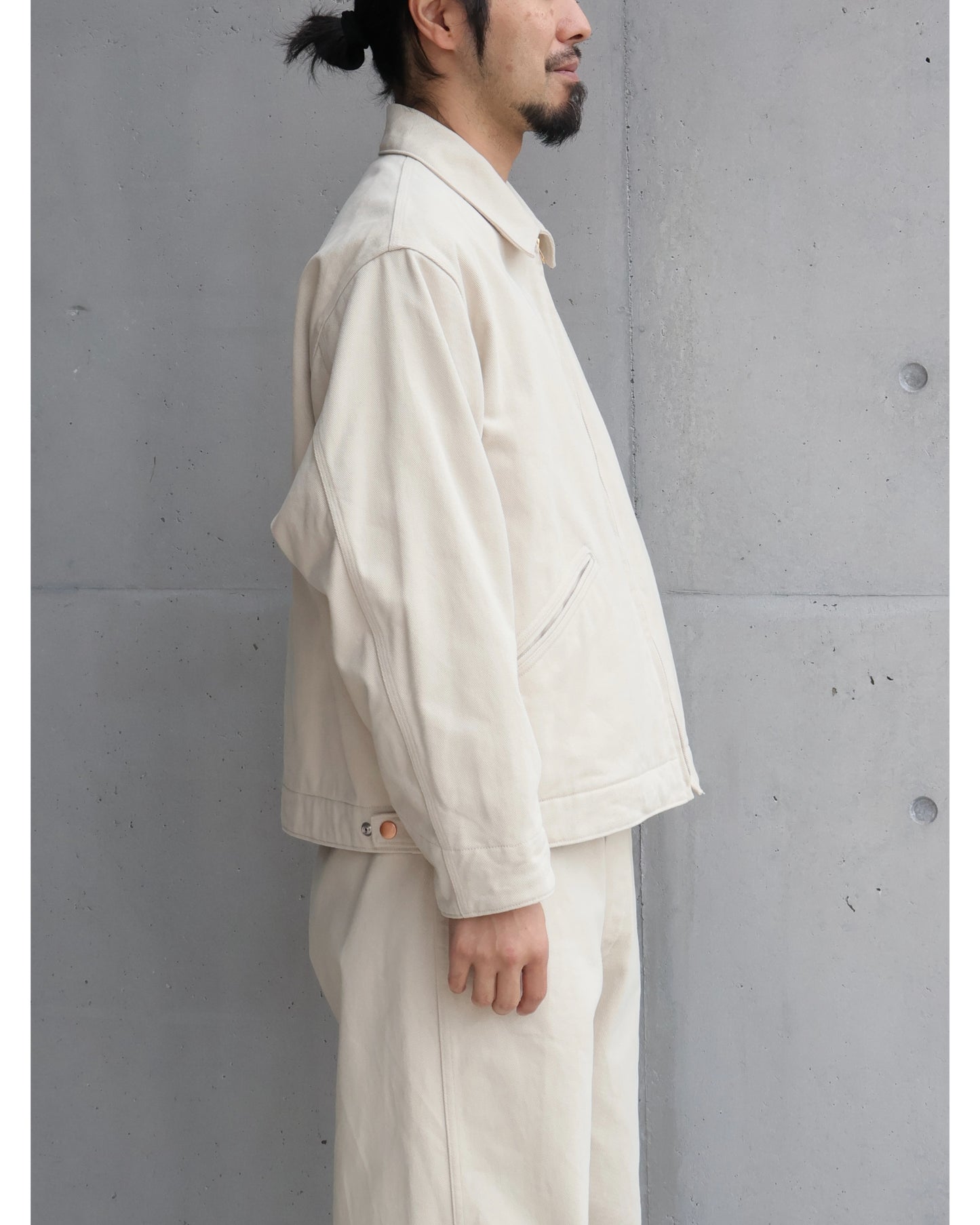 コットンツイル ジップショートジャケット IVORY