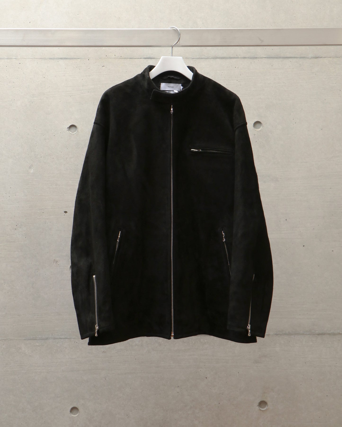 Goat Suede Single Riders Jacket BLACK