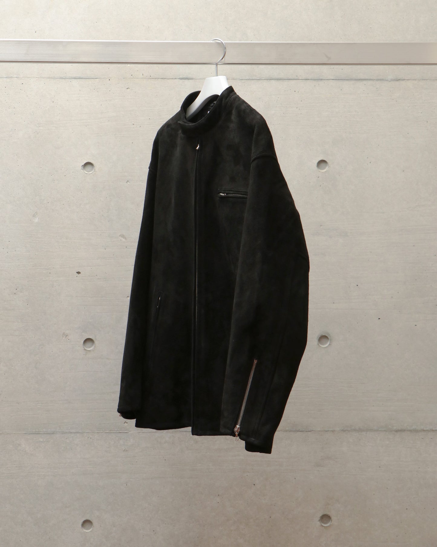 Goat Suede Single Riders Jacket BLACK
