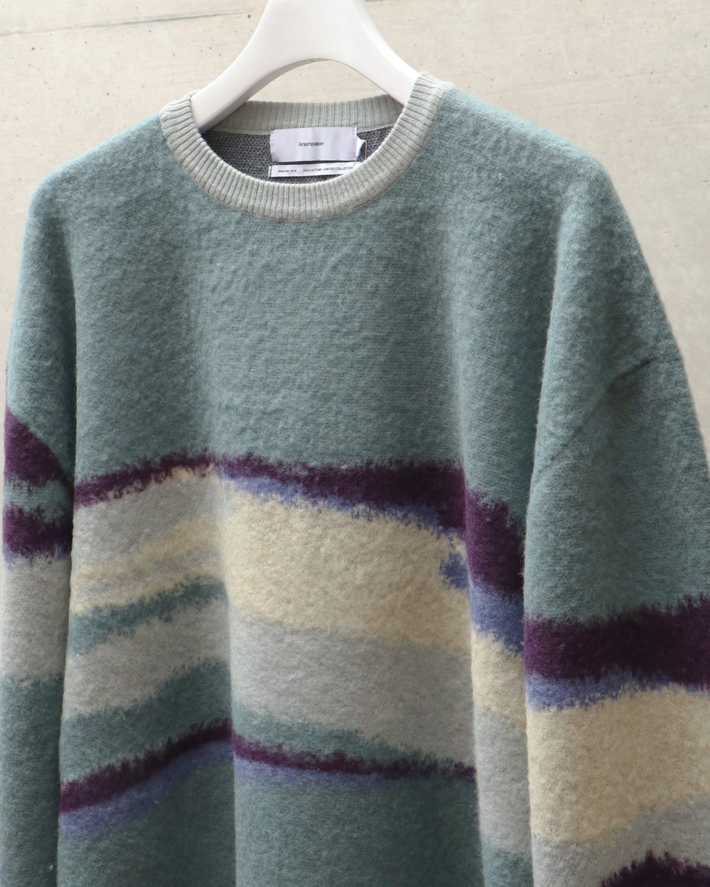 Jacquard Crew Neck Knit BLUE FOG