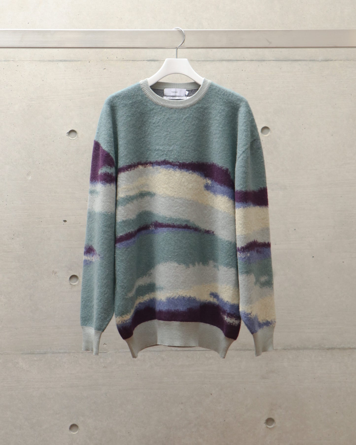 Jacquard Crew Neck Knit BLUE FOG
