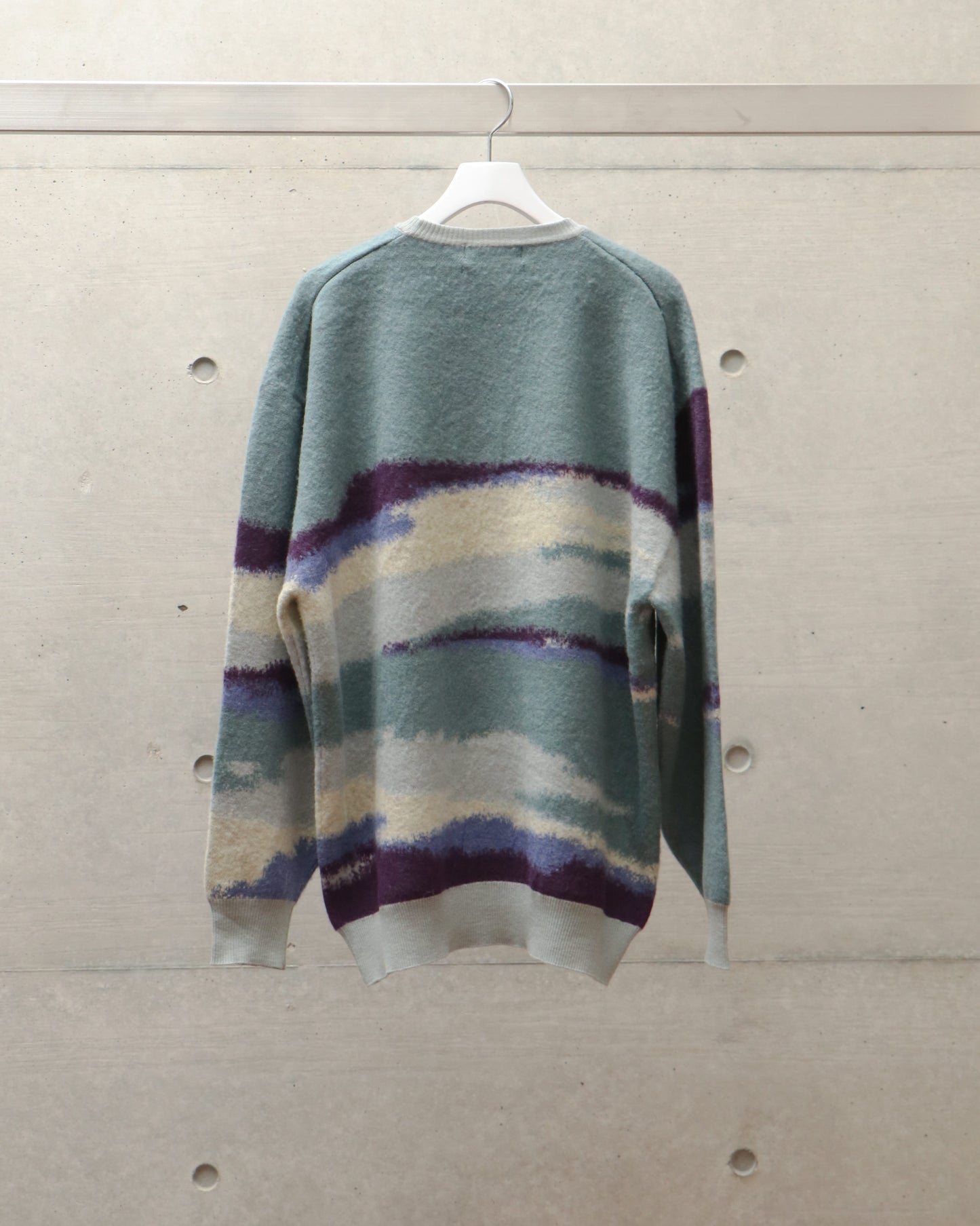 Jacquard Crew Neck Knit BLUE FOG
