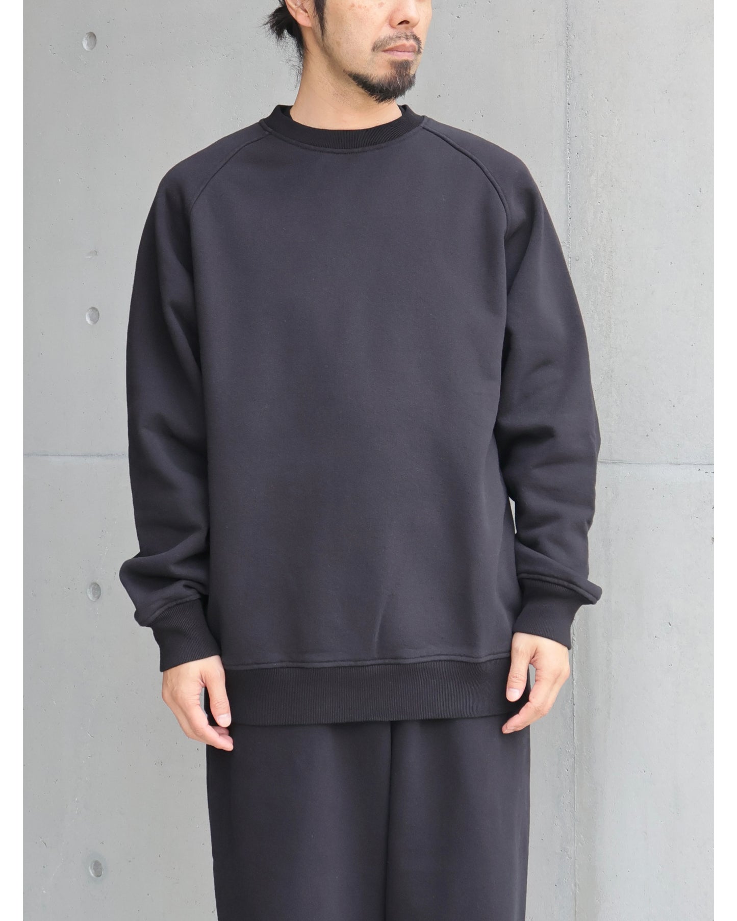 コットン裏毛 クルーネック BLACK