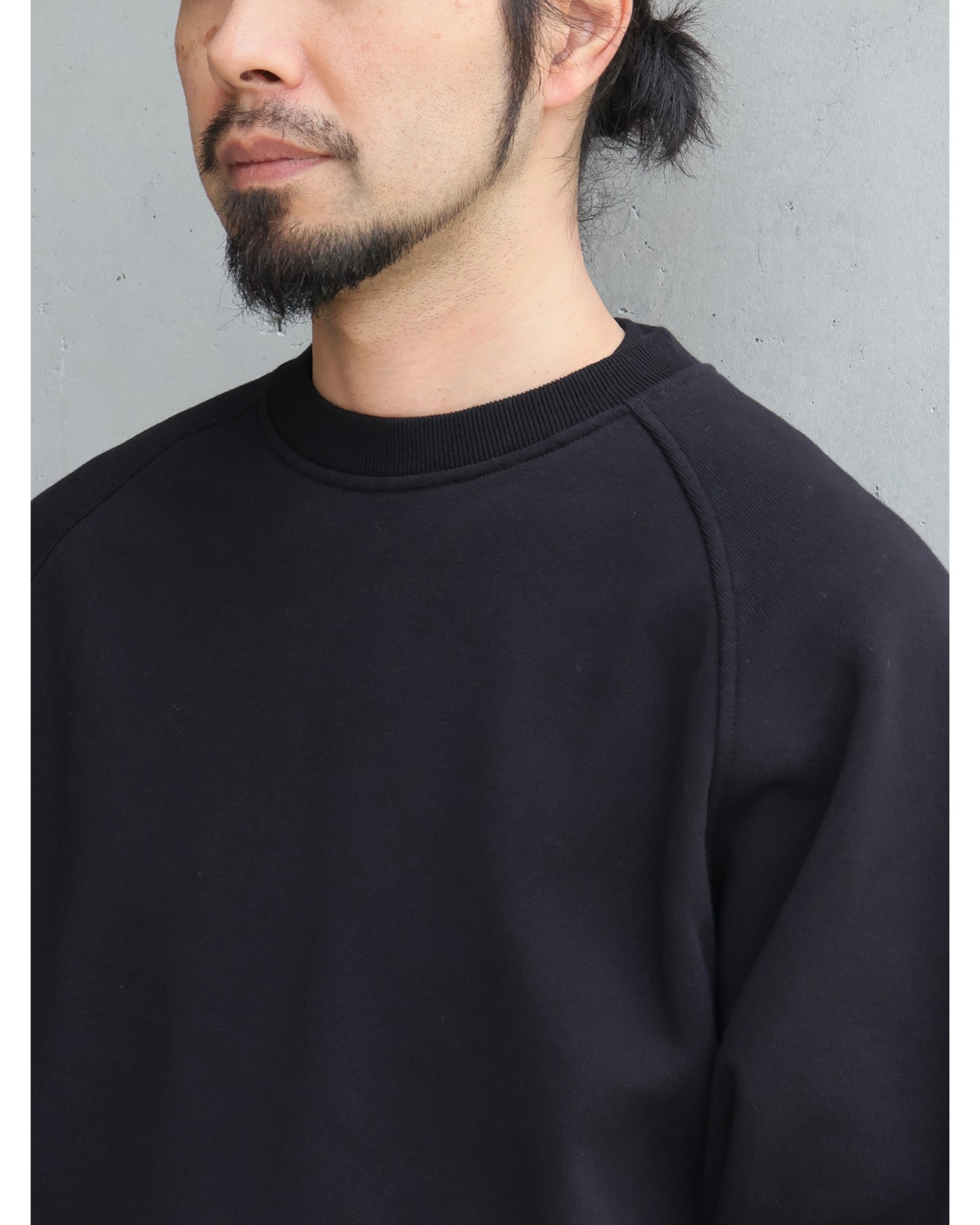 コットン裏毛 クルーネック BLACK