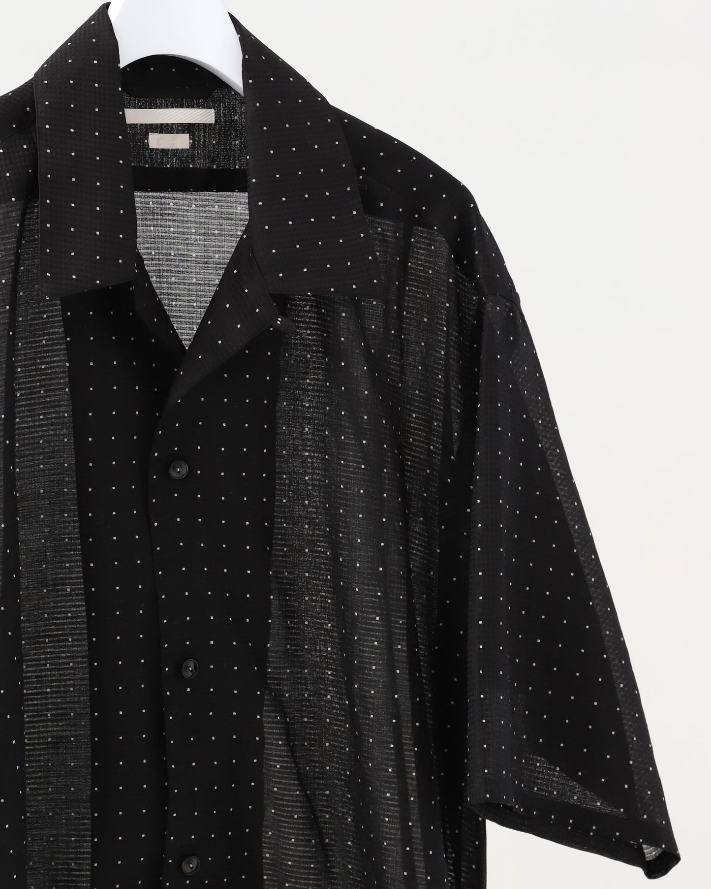 Square Dot Open-collar Shirt BLACK