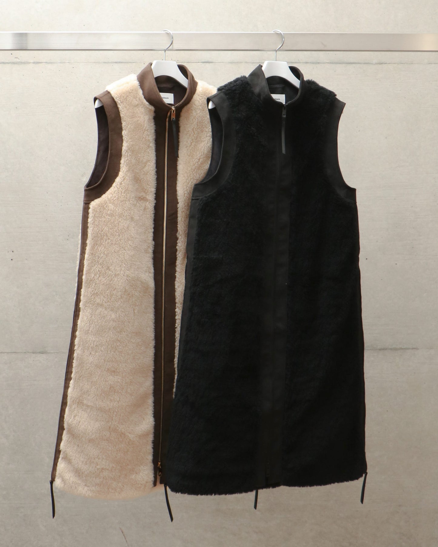 STAND COLLAR LONG BOA VEST