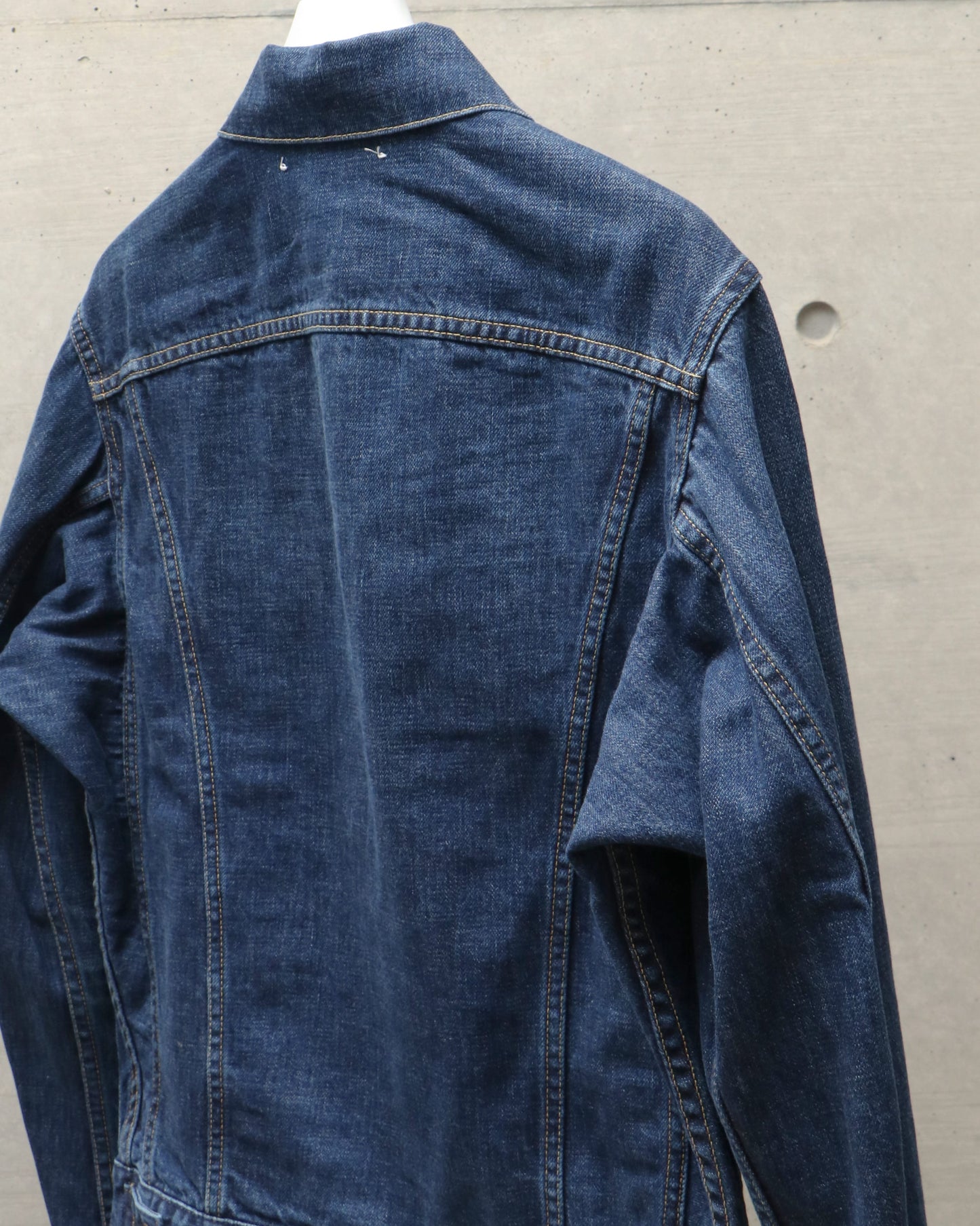 Selvedge Denim Used Wash Trucker Jacket-3 INDIGO