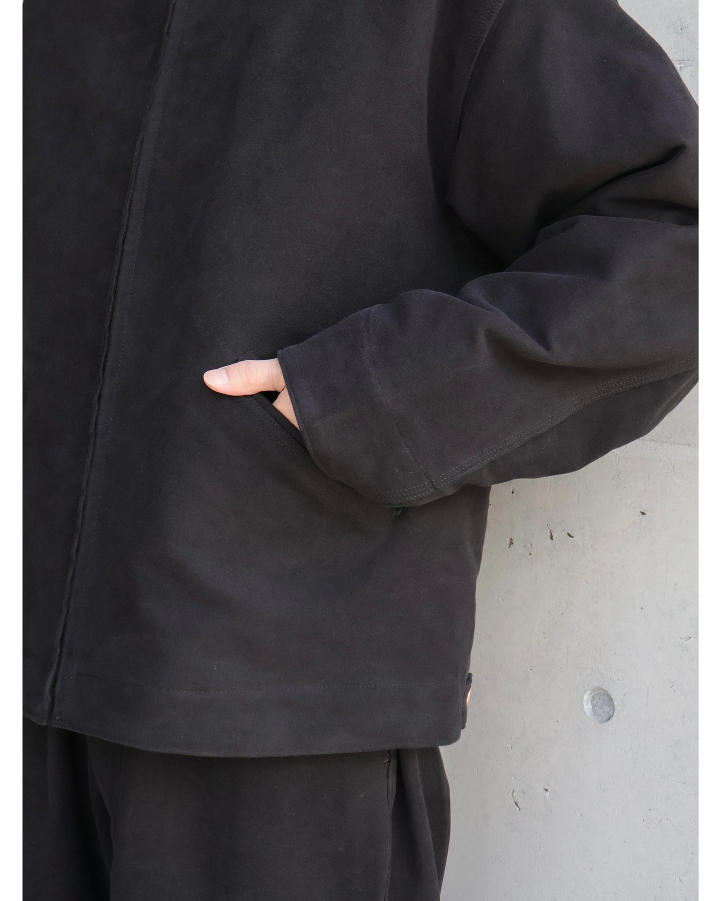 モールスキン ジップショートジャケット BLACK