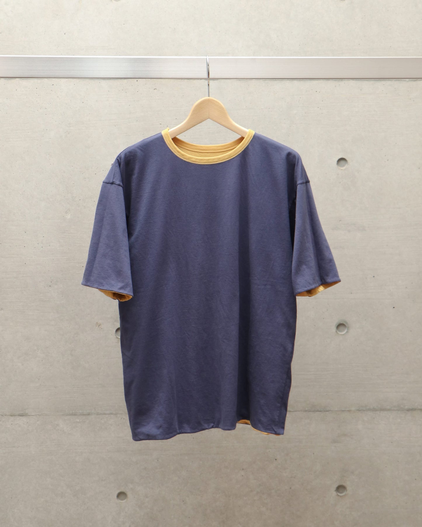 スビンコットン 30/-天竺 リバーシブル半袖Tシャツ YELLOW×NAVY