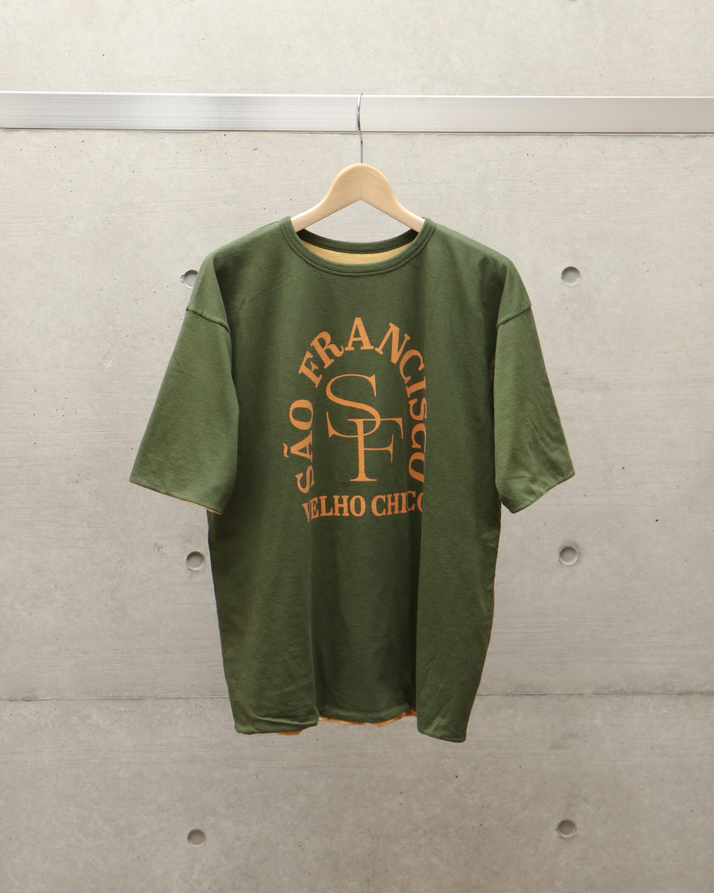スビンコットン 30/-天竺 リバーシブル半袖Tシャツ GREEN×YELLOW