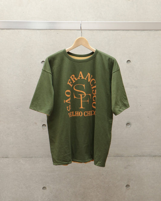 スビンコットン 30/-天竺 リバーシブル半袖Tシャツ GREEN×YELLOW